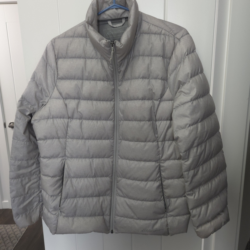 Eddie Bauer Silver Down Puffer Jacket Size Petite XL